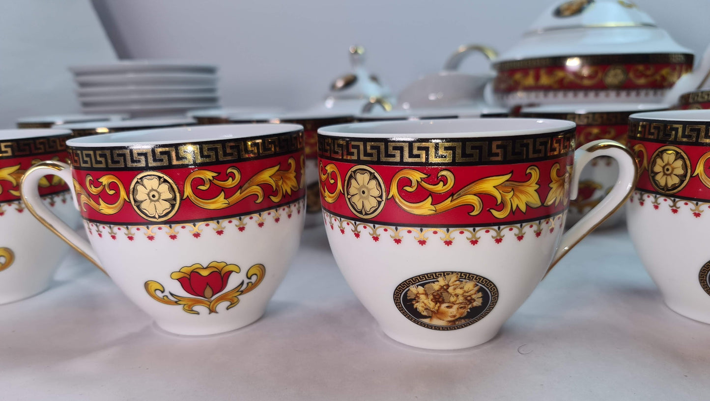 Beautiful Unused Italian T. Limoges Depos Porcelain Tea-Coffee Set for 12.