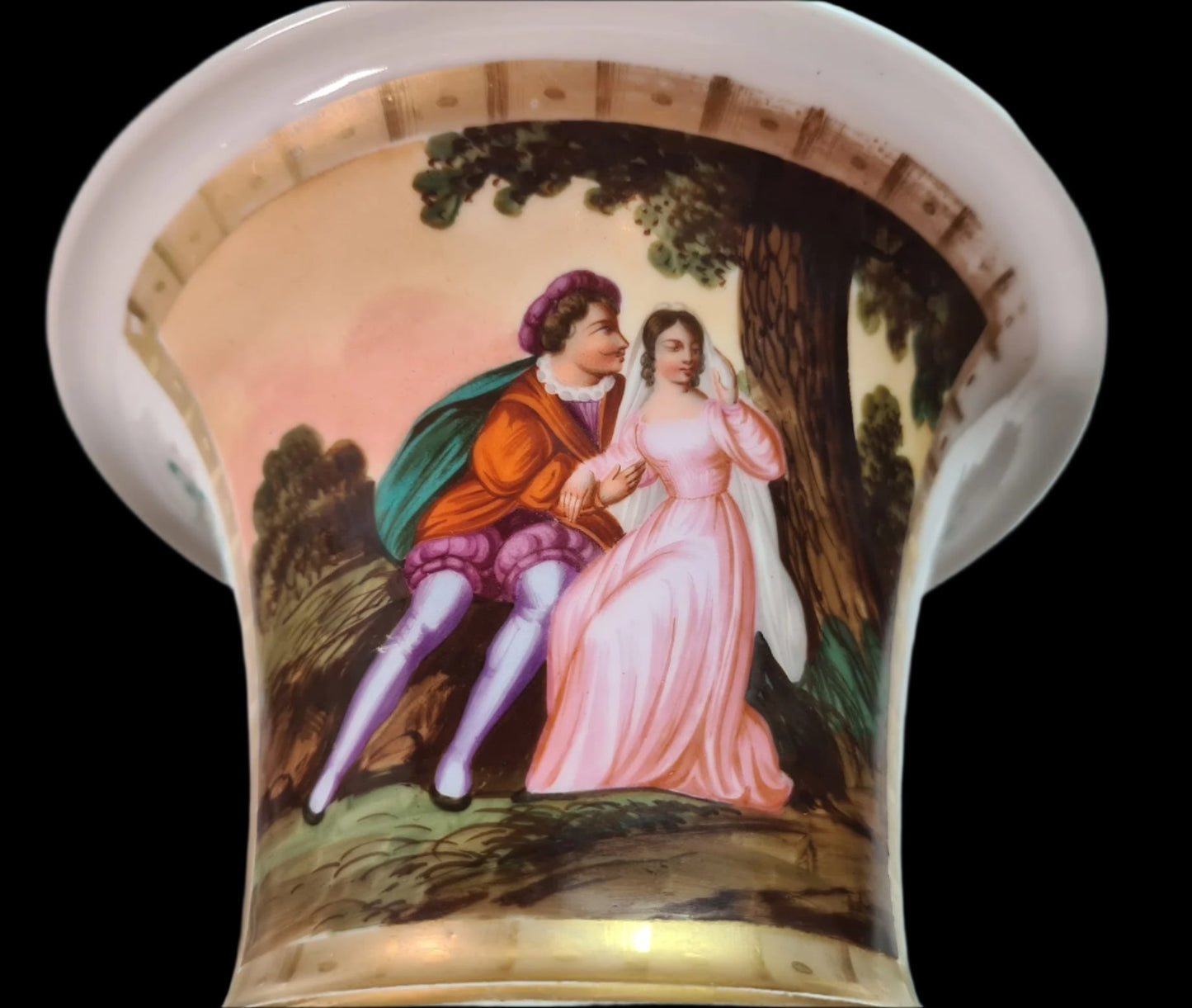 Lovely Pair of Antique Old Paris (Vieux Paris) Gilted Urns early 19th c.