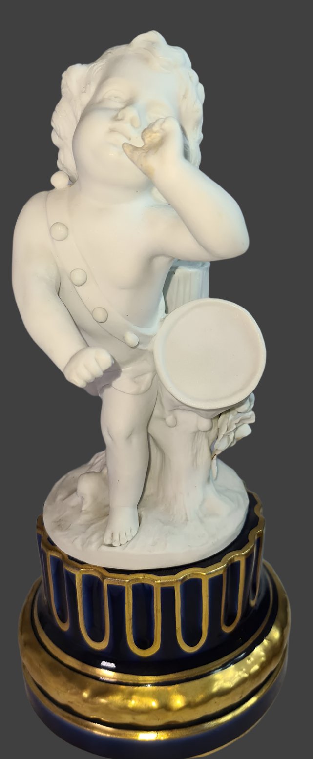 A Beautiful Pair Of Sevres Biscuit Porcelain Cherubim, On Cobalt Porcelain Plinths, 1776