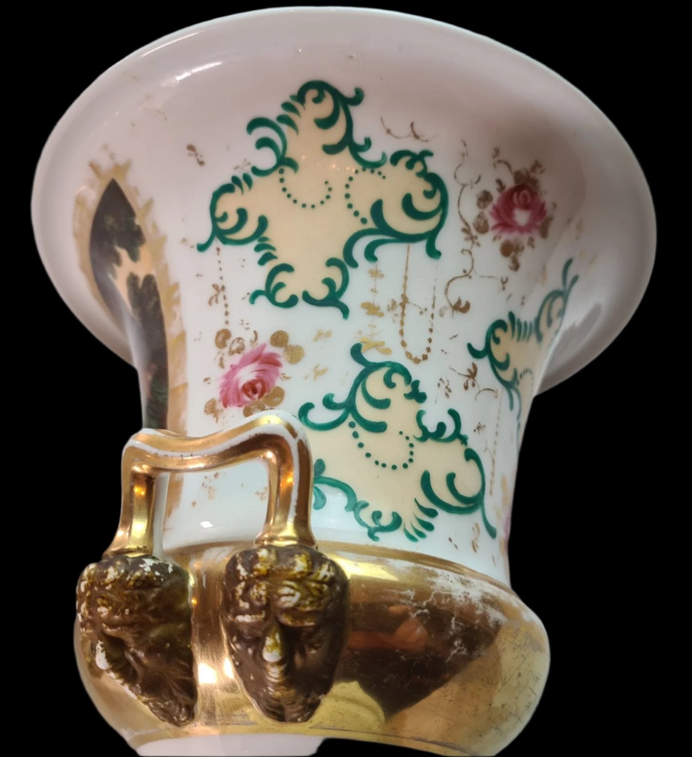 Lovely Pair of Antique Old Paris (Vieux Paris) Gilted Urns early 19th c.