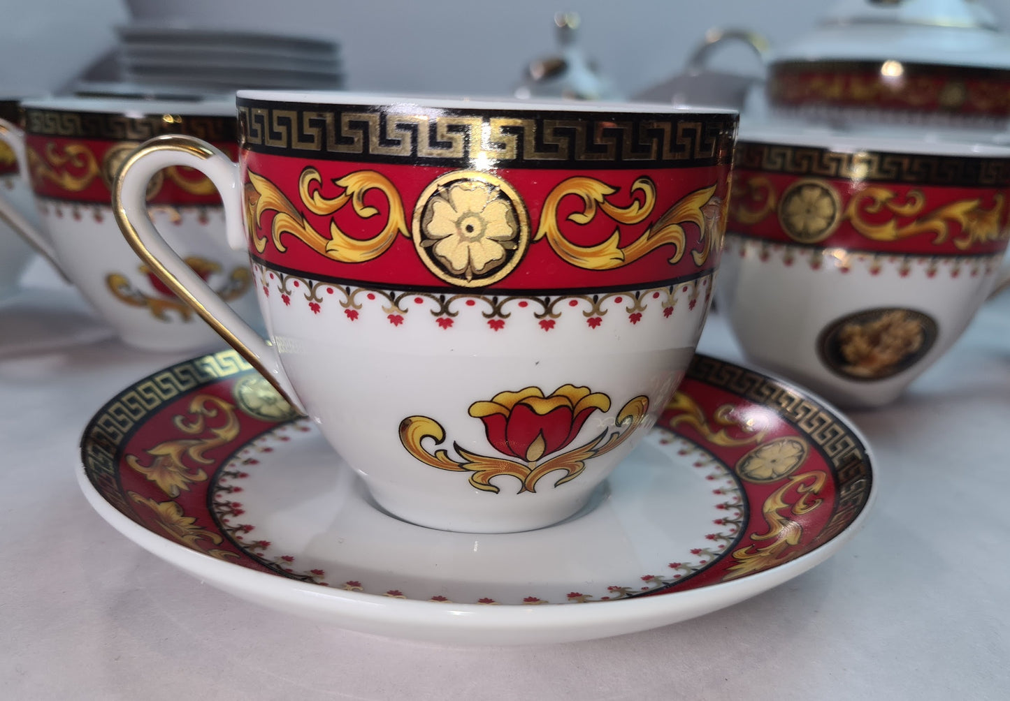Beautiful Unused Italian T. Limoges Depos Porcelain Tea-Coffee Set for 12.