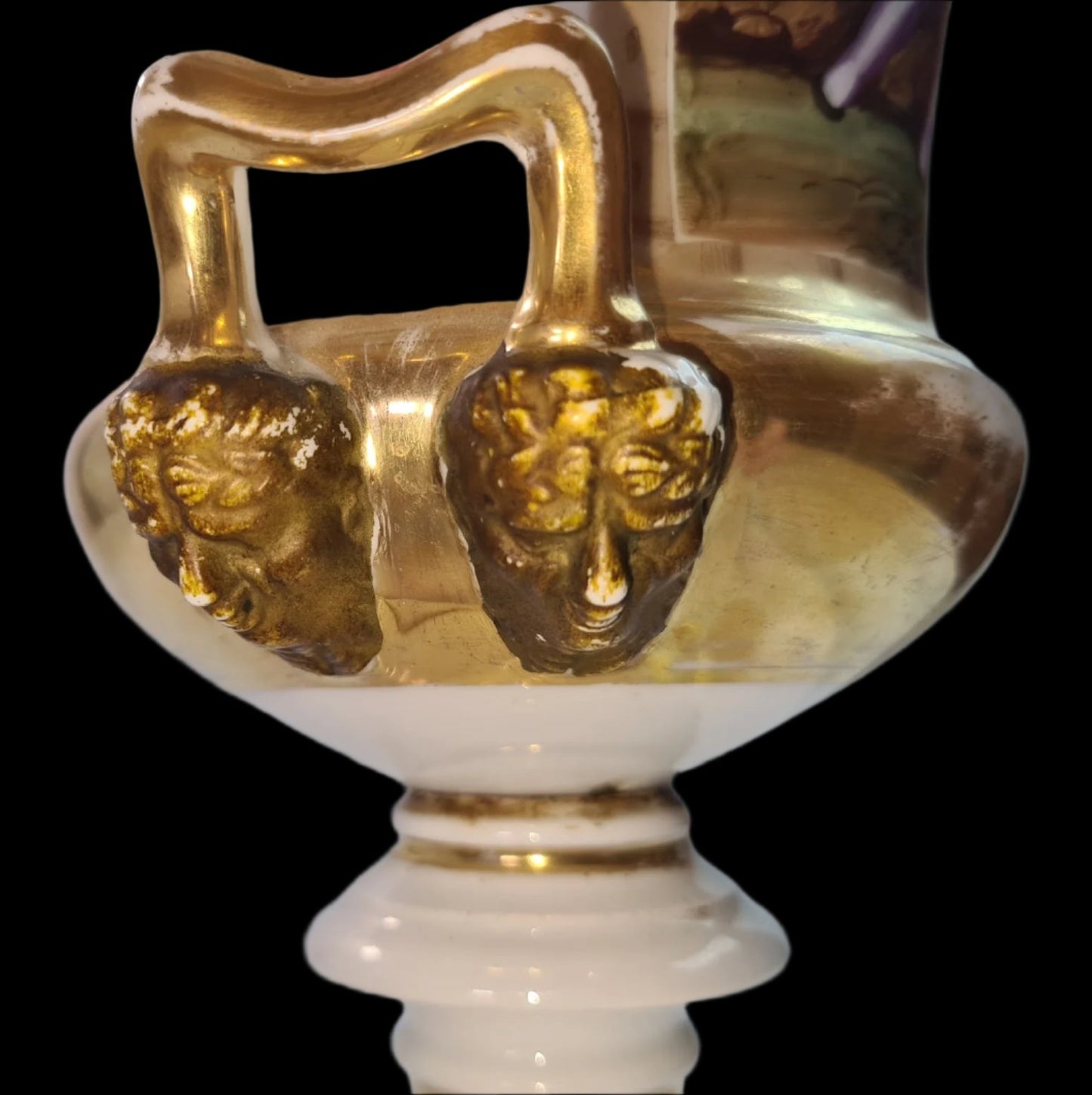 Lovely Pair of Antique Old Paris (Vieux Paris) Gilted Urns early 19th c.