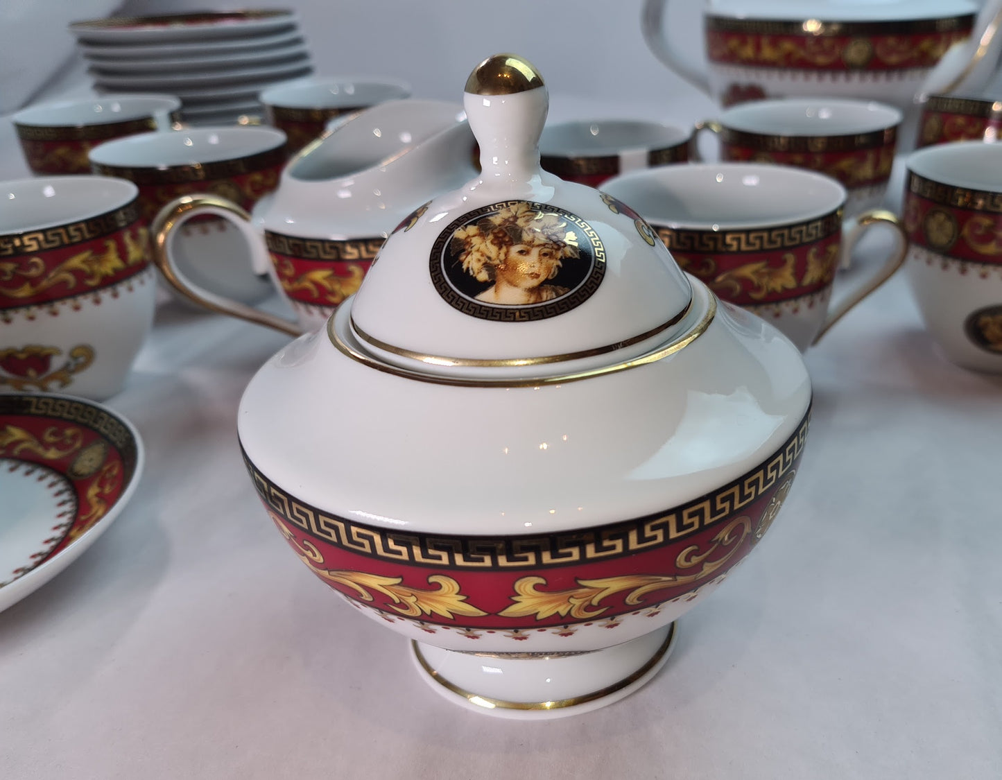 Beautiful Unused Italian T. Limoges Depos Porcelain Tea-Coffee Set for 12.