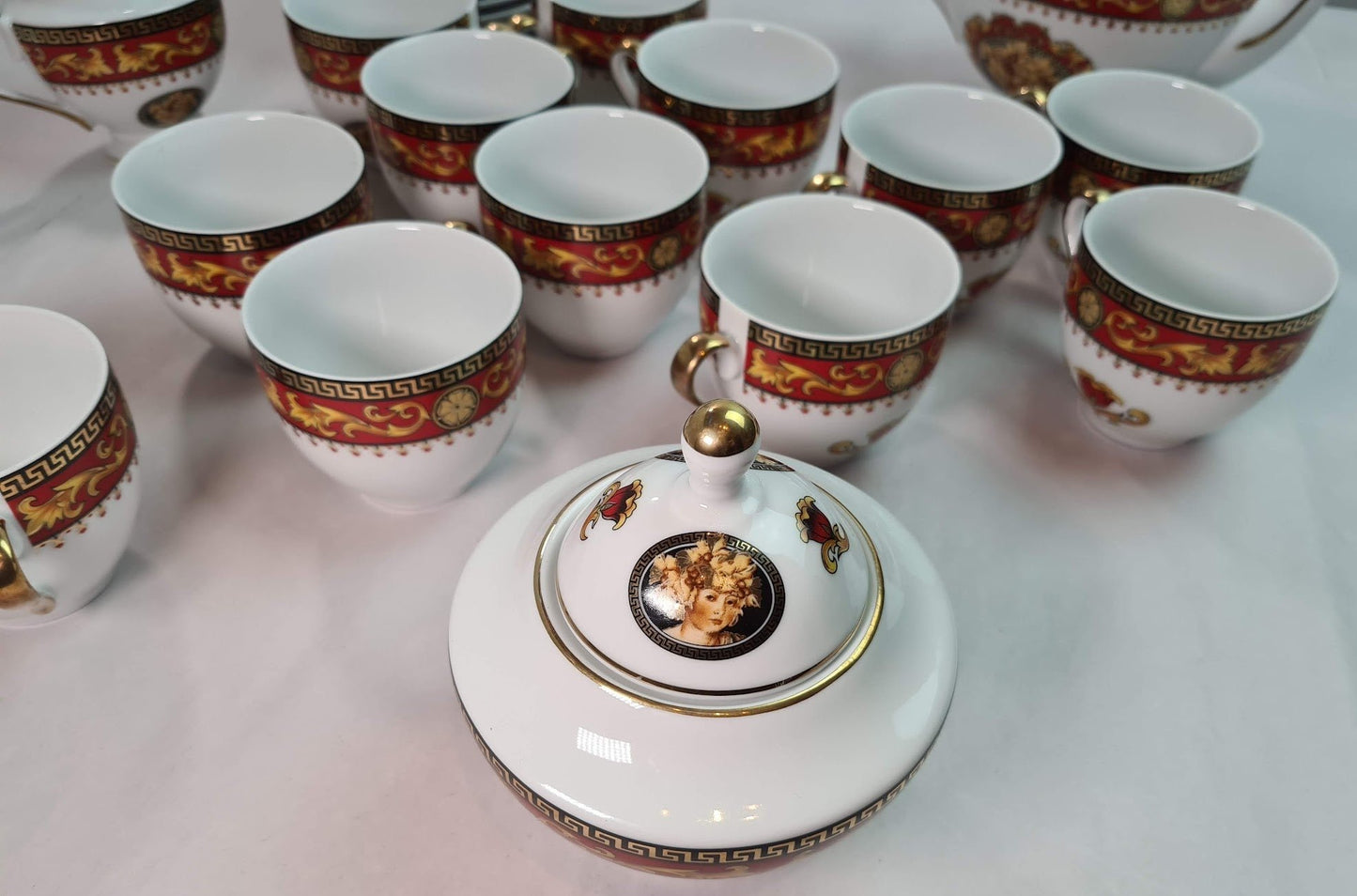 Beautiful Unused Italian T. Limoges Depos Porcelain Tea-Coffee Set for 12.