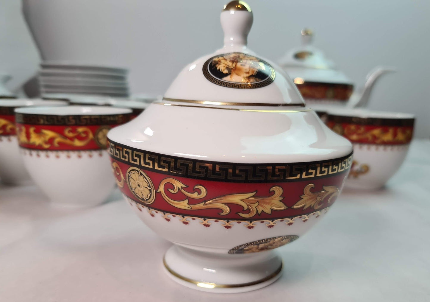 Beautiful Unused Italian T. Limoges Depos Porcelain Tea-Coffee Set for 12.