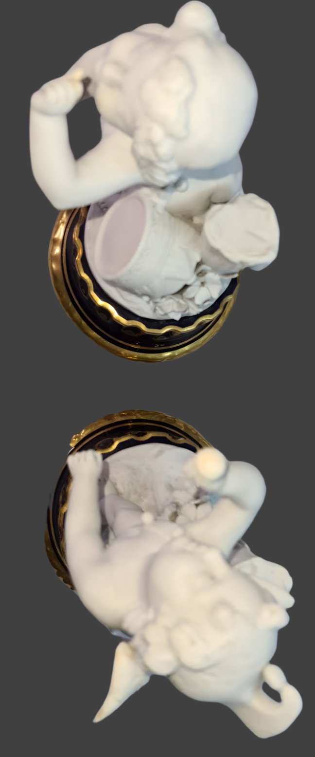 A Beautiful Pair Of Sevres Biscuit Porcelain Cherubim, On Cobalt Porcelain Plinths, 1776