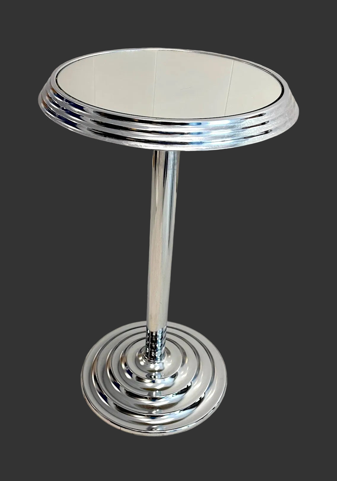 Art Deco Chrome And Mirrored Glass Accent Table