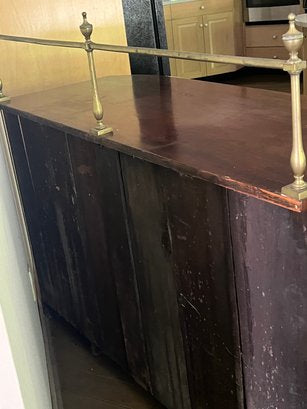 Vintage Mahogany Sideboard with high brass gallery rail and recessed center cabinet