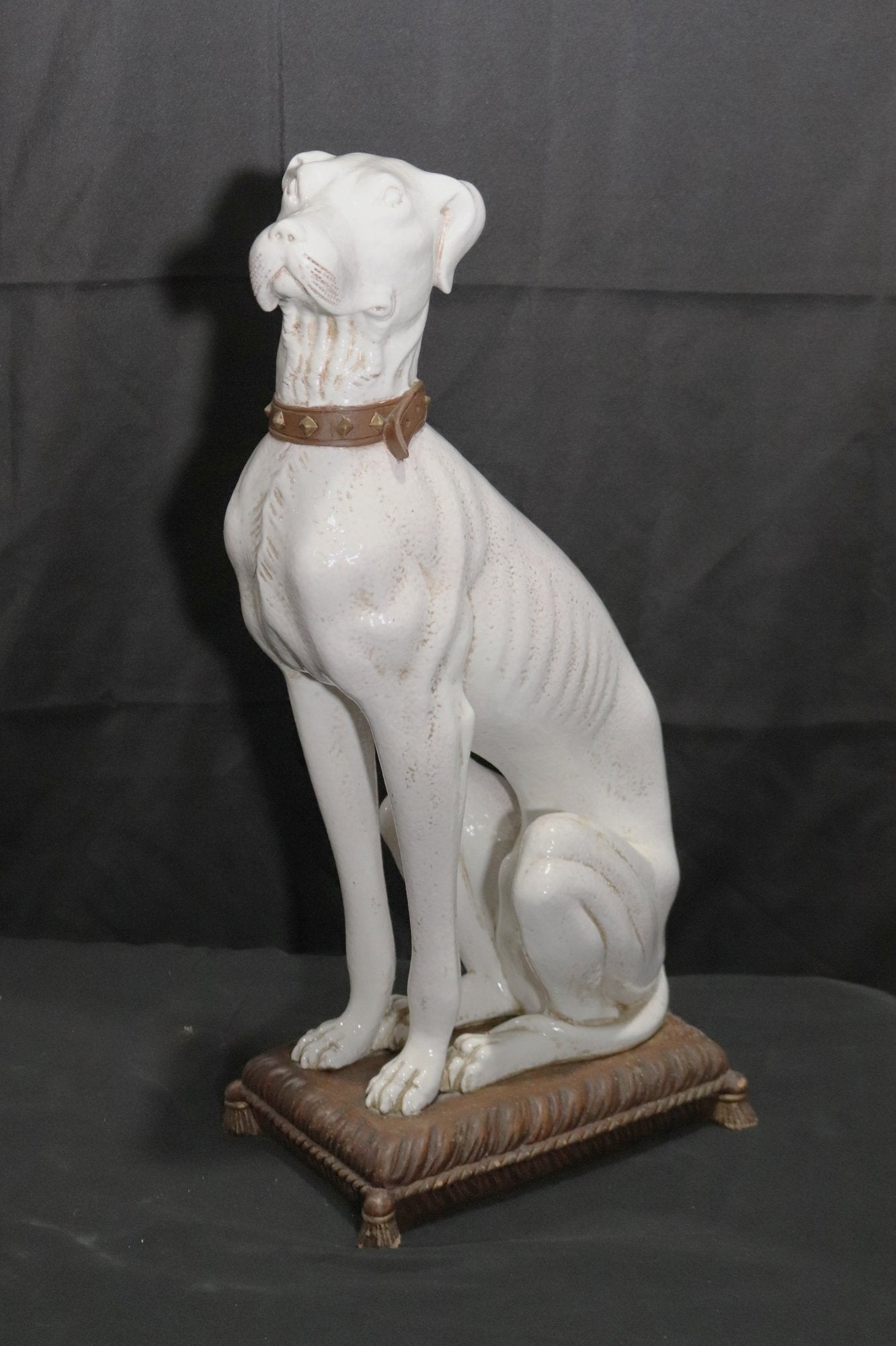 Vintage Mid Century Greyhound Ceramic Statue Made In Italy