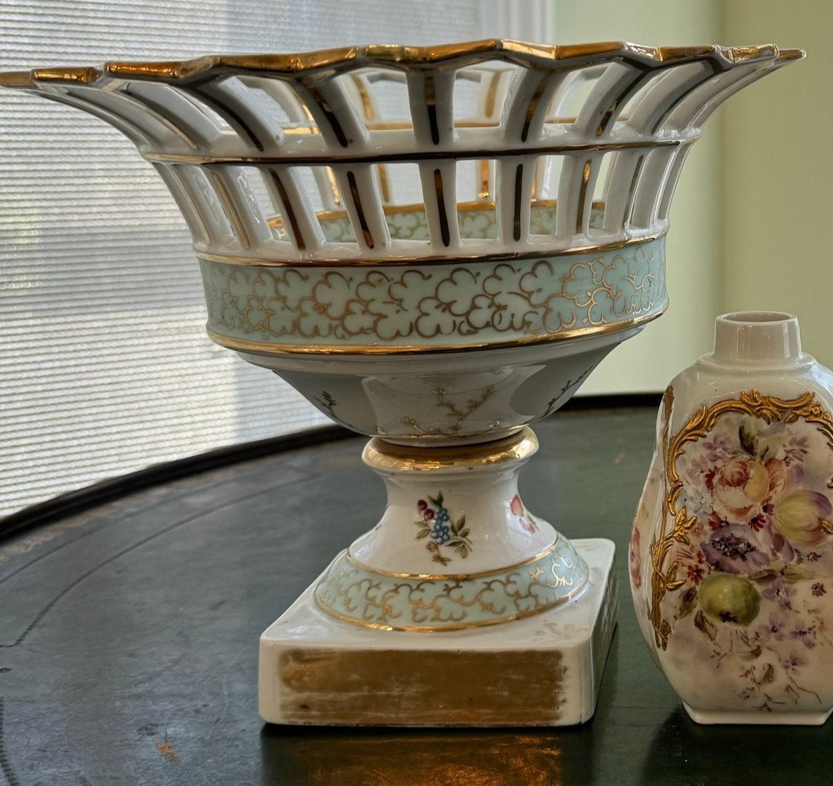 Vintage Reticulated Compote Bowl by Sadek (10"W)