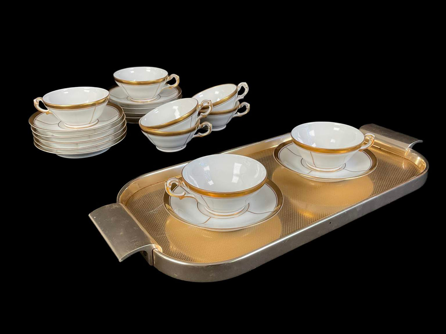 Very Rare Richard Ginori Espresso Set with Tray, 1920-30s