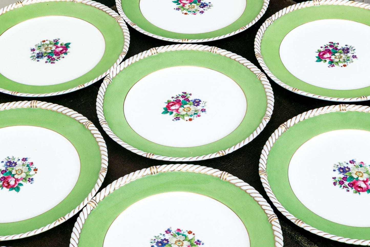 Antique English Cauldon China Plates, Set Of 8