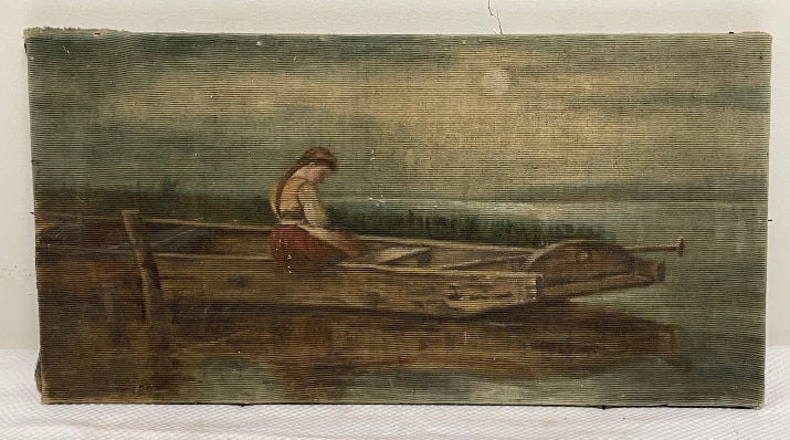"Alone and Forsaken" after Heinrich Vosberg, Antique Oil on Fabric, c. 1890, signed