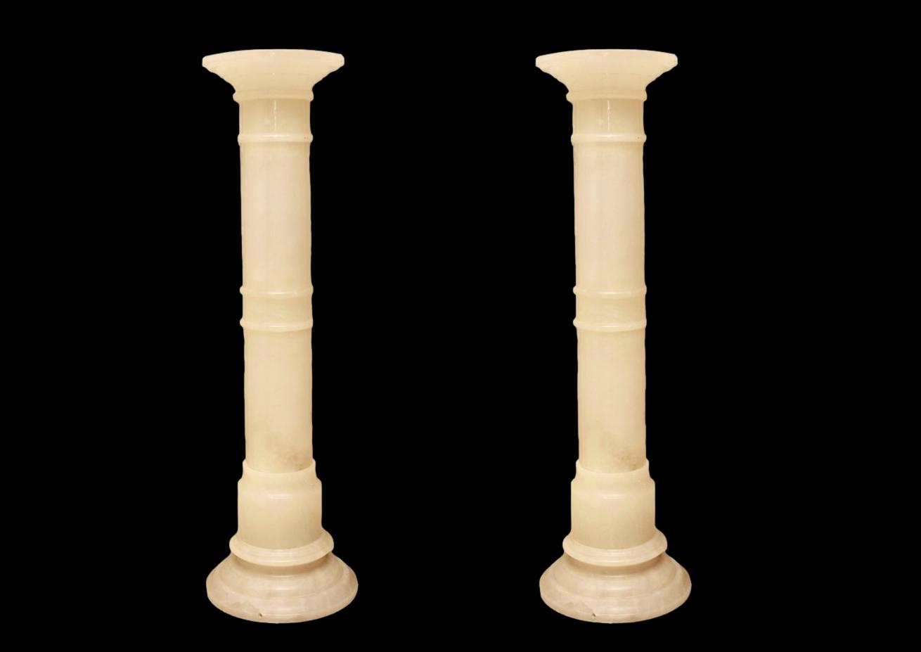 Two Stunning Alabaster Pedestals
