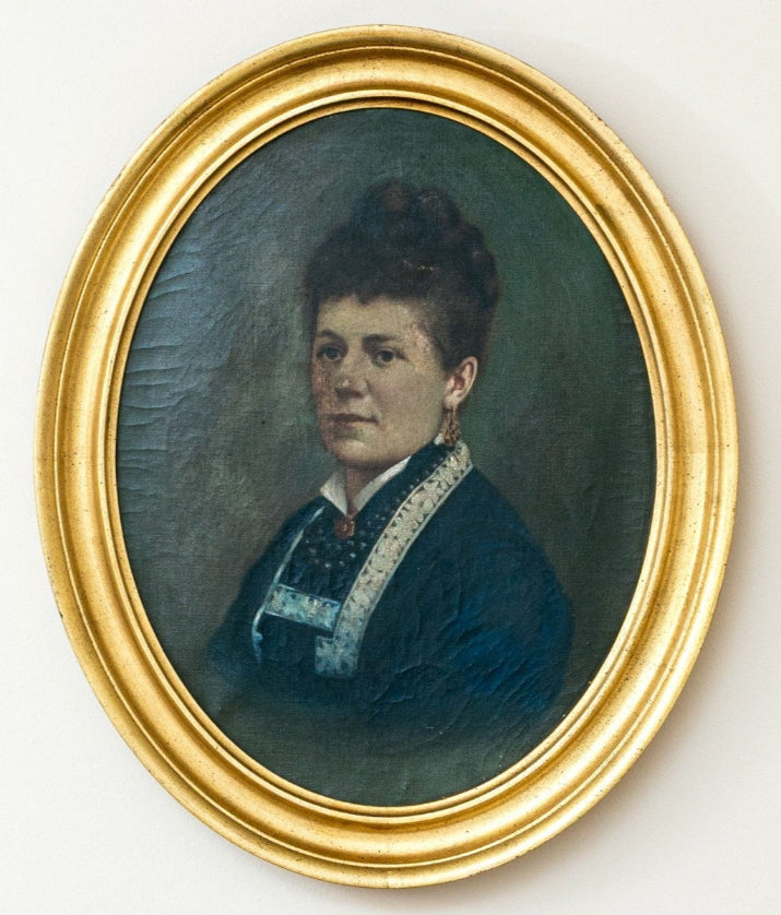 Beautiful Portrait of A Woman, 19th Century Oil on Canvas