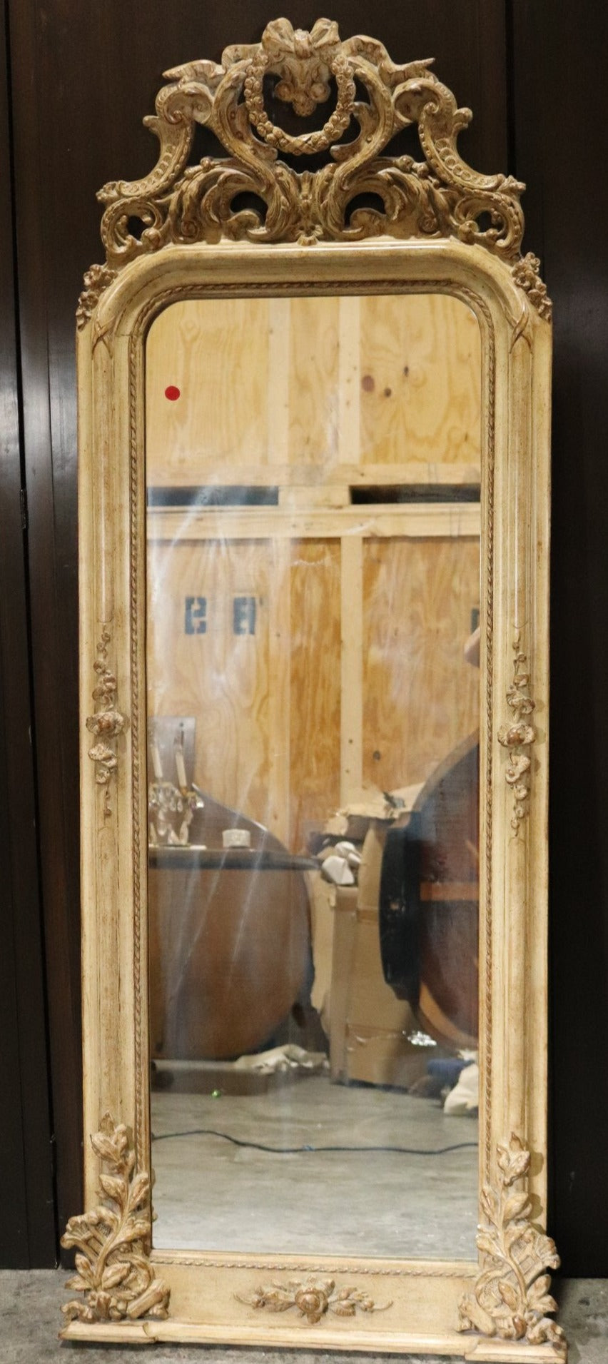 Vintage Ornate Gilt Carved Wood French Style Wall Mirror 27 X 3 X 68 Inches