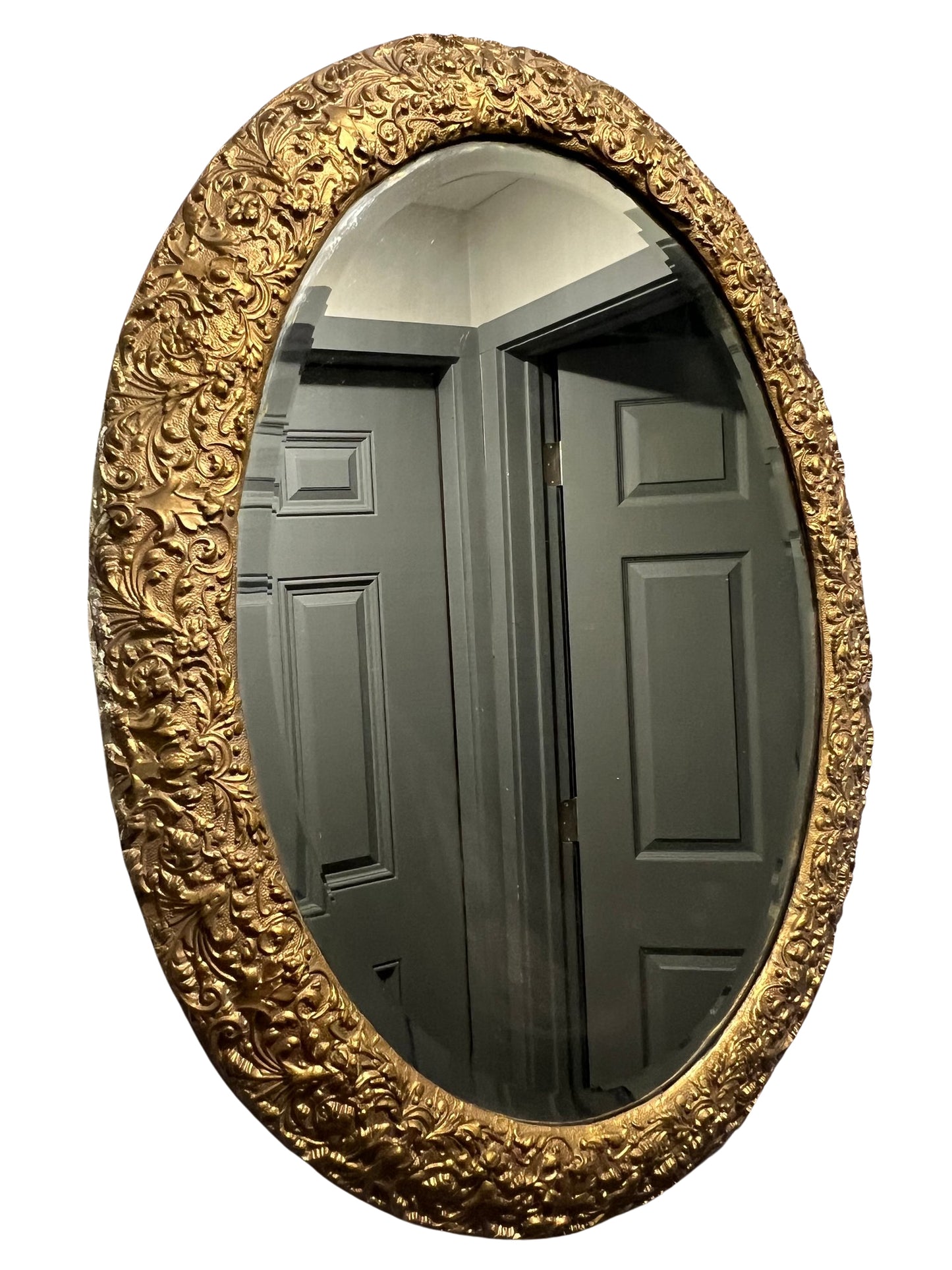 Antique Victorian Age Gilded Oval Mirror