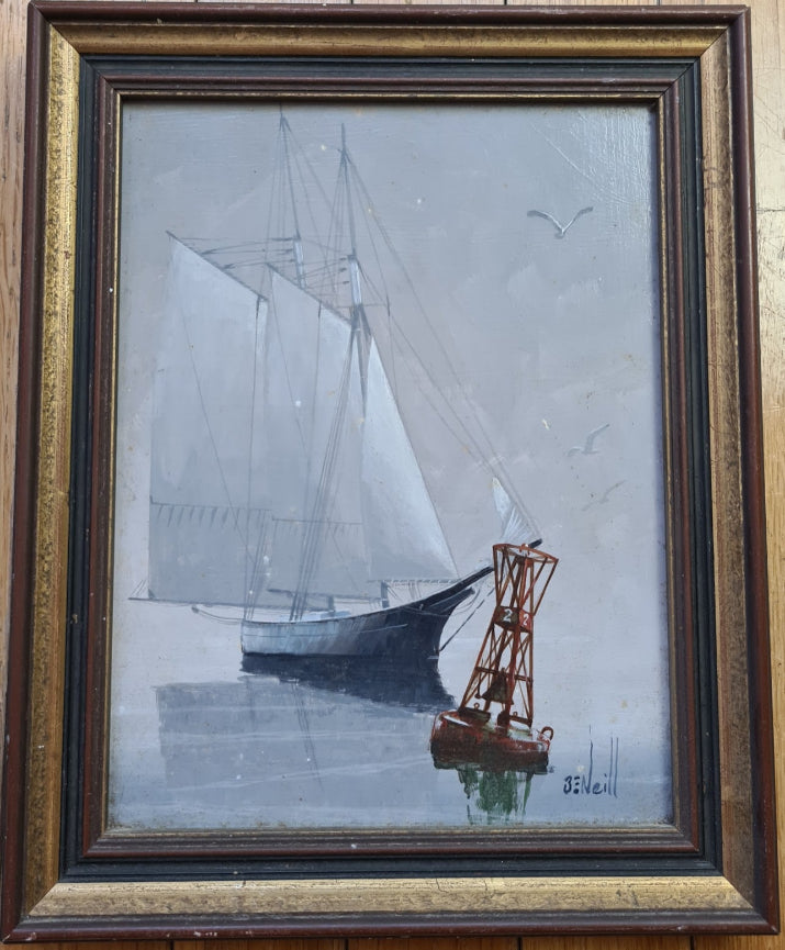 Original "Sailing" Oil on board, Signed Ben E Neill (1914-2001 American)
