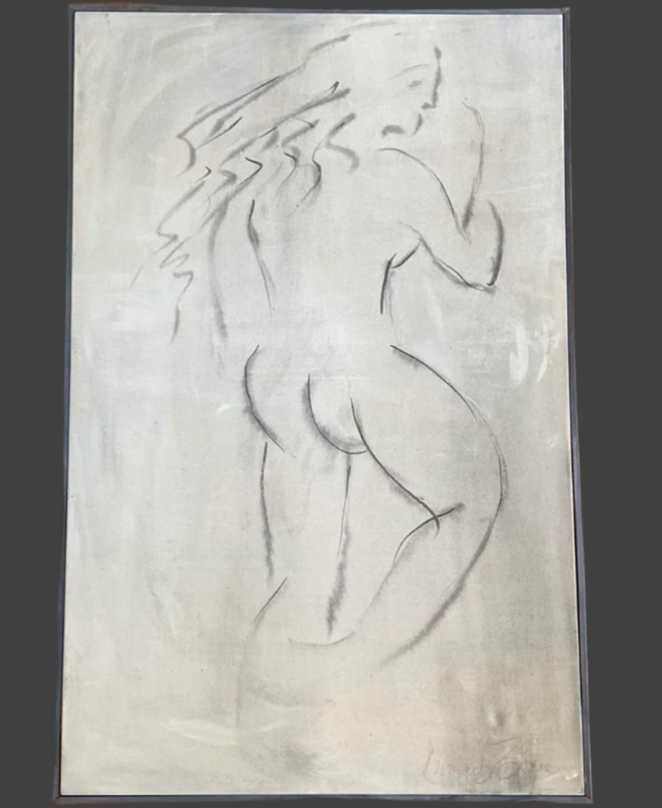 Acrylic on Canvas, Nude Woman, Signed