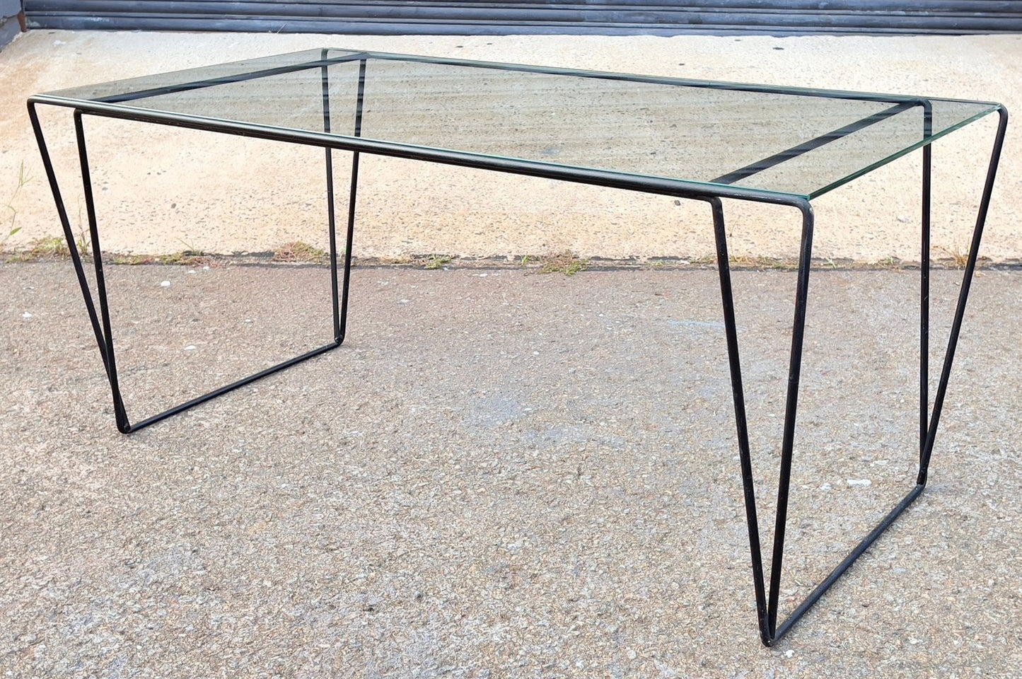 Vintage Metal And Glass Top Coffee Table Sauze Style