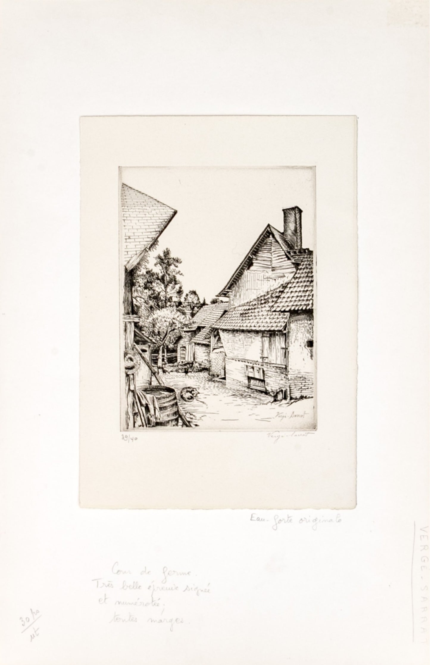 HENRI VERGE-SERRAT (BELGIAN, 1880-1966) ETCHING ON PAPER