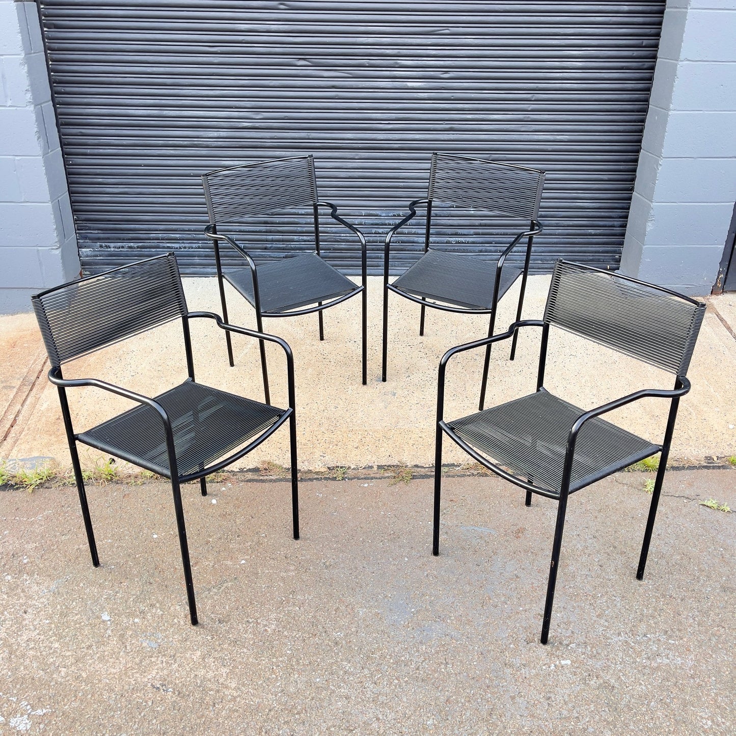 Vintage Italian Spaghetti Strap Armchairs - Set of 4