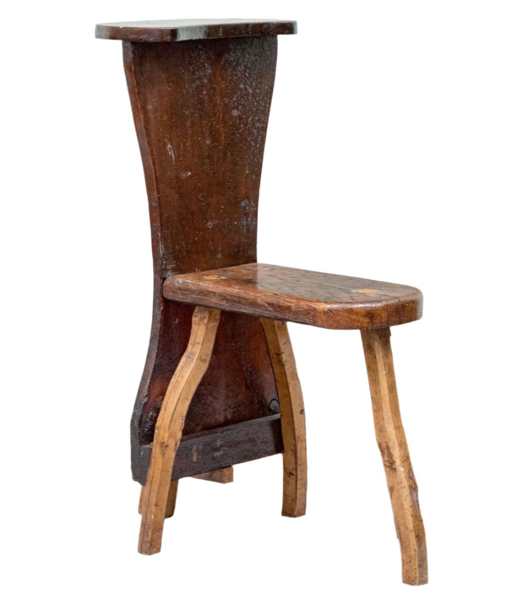 One of a Kind Artisanal Primitive Hand-Carved Wood Chair