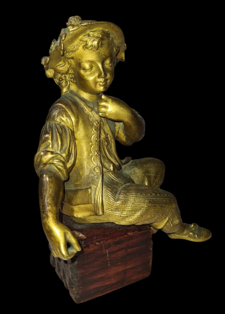 Young Boy Child Cherub Bronze Statue