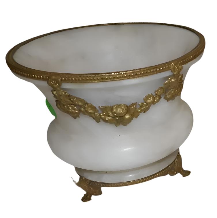 Ornated Marble Urn/Vase with brass stand