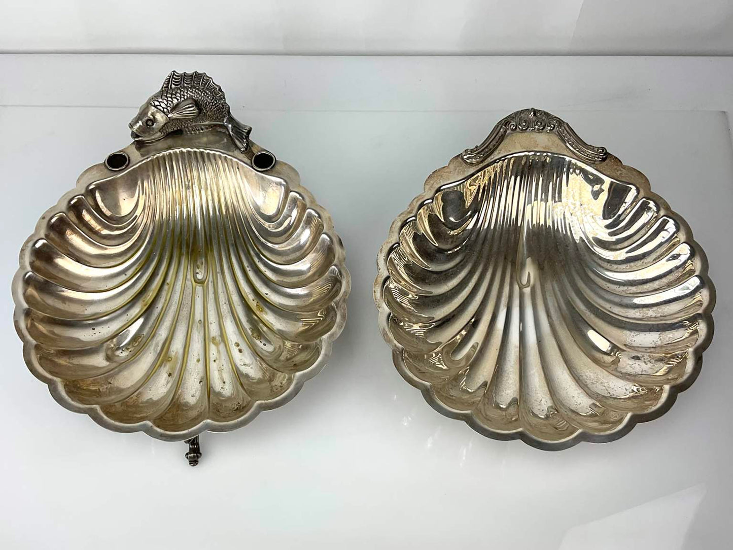 Vintage Clam Shaped Silver Plated Serving Dishes