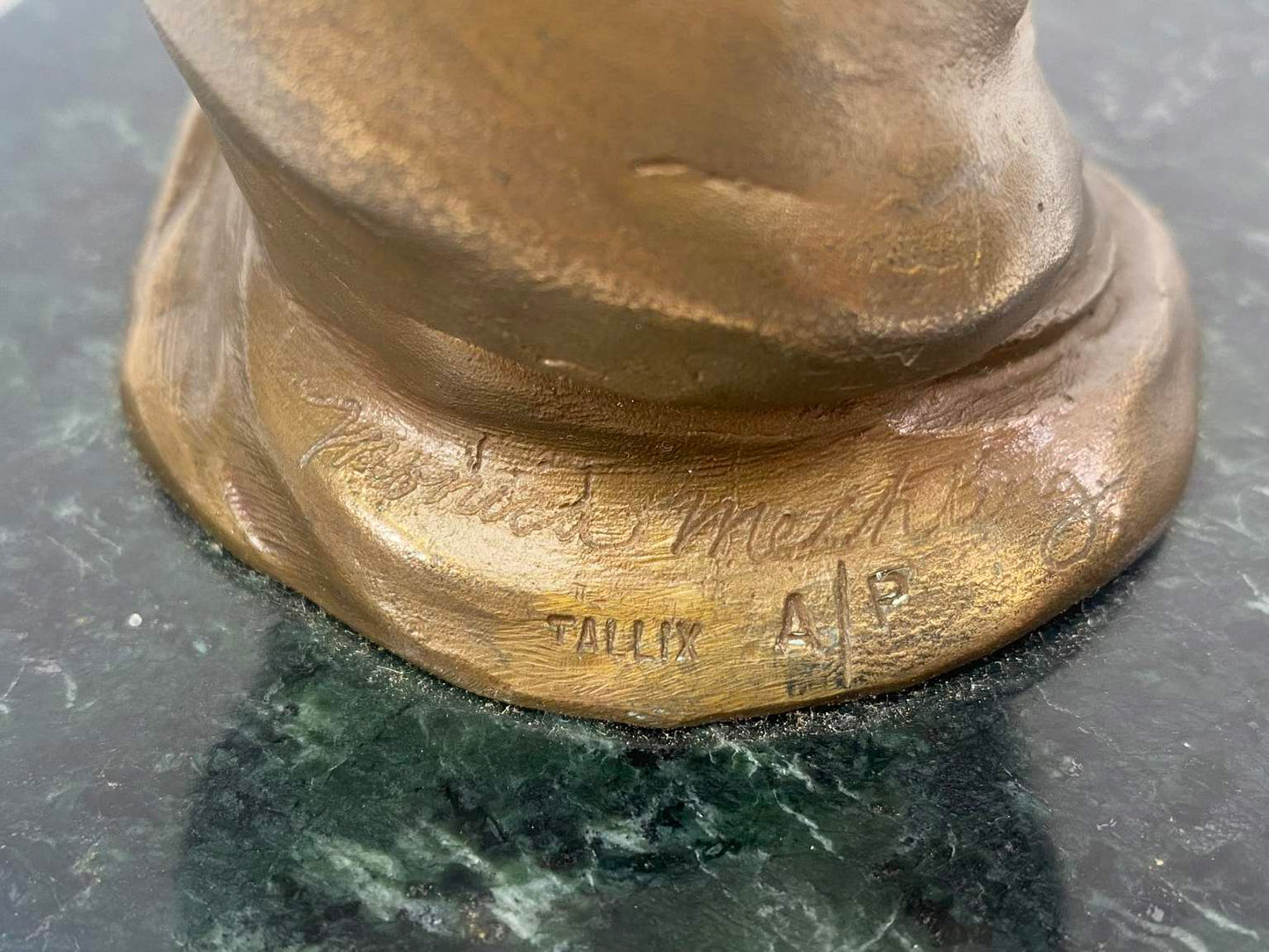 Elegant Bronze Hand Sculpture on Marble Base Signed
