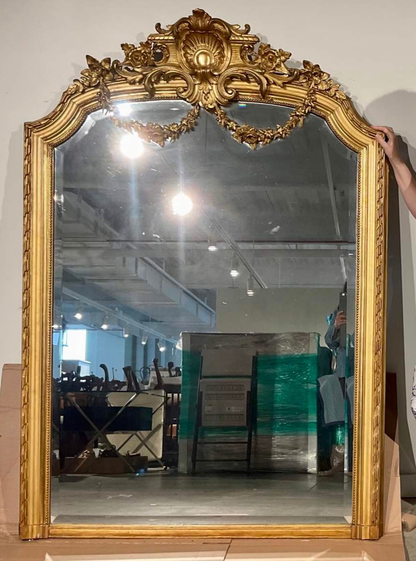 70” Tall Vintage Gilt Beveled Mirror