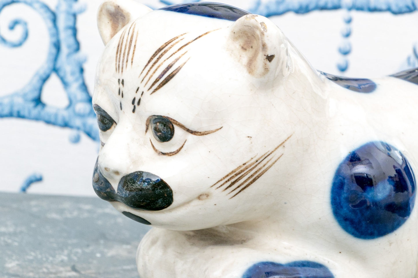 Chinese 19th Century Cat Form Glazed Ceramic Pillow