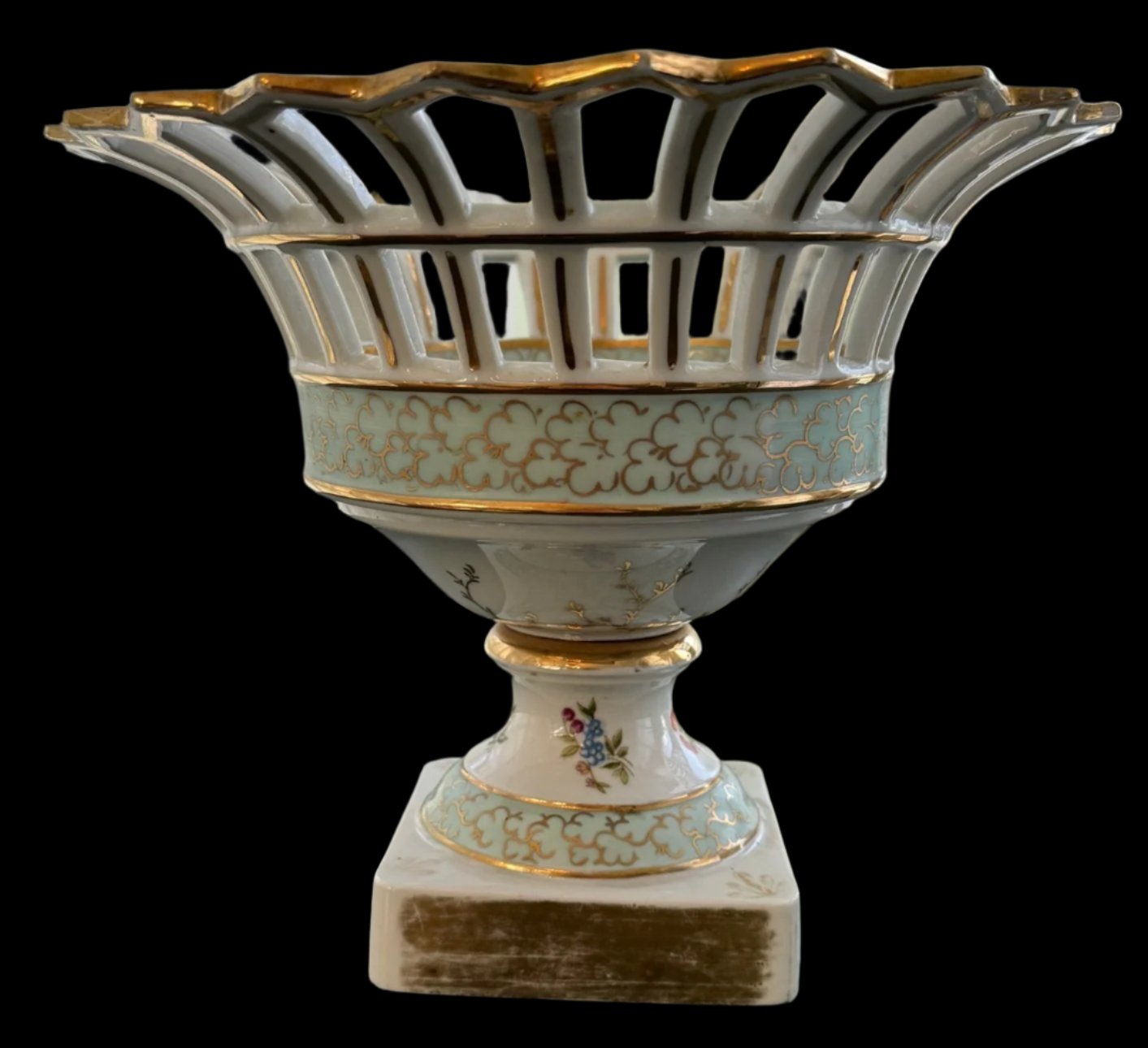 Vintage Reticulated Compote Bowl by Sadek (10"W)