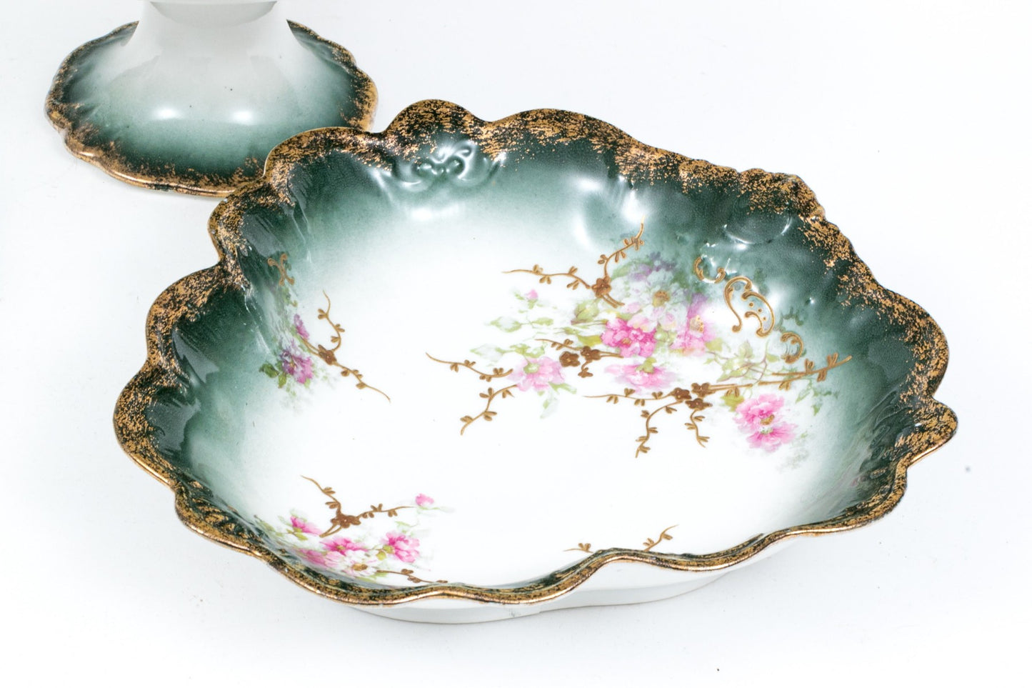 THREE PIECE LIMOGES BOWLS WITH COMPOTE PLATE