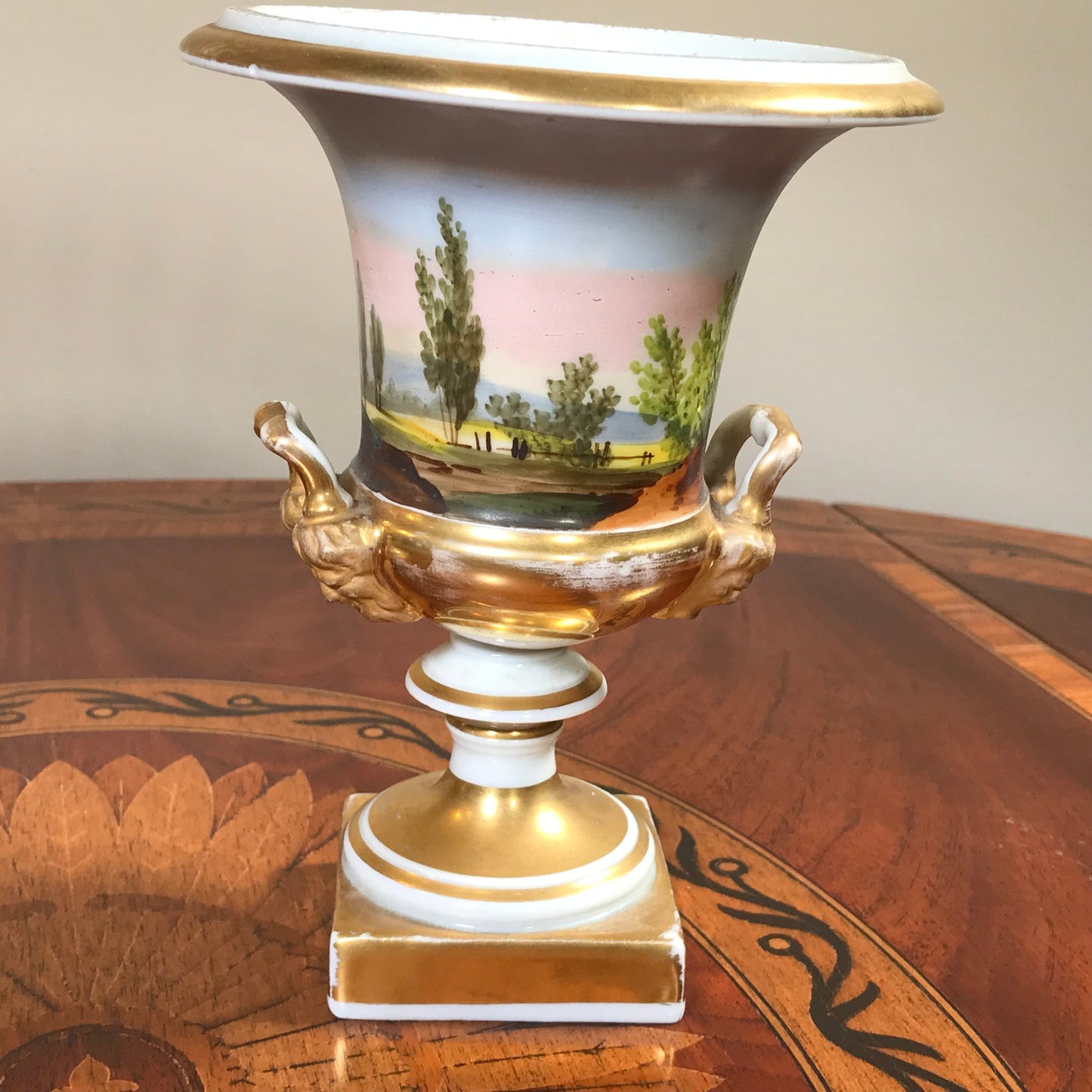 Antique 19th Century Urn, Porcelain de Paris Hand Painted and Gilded