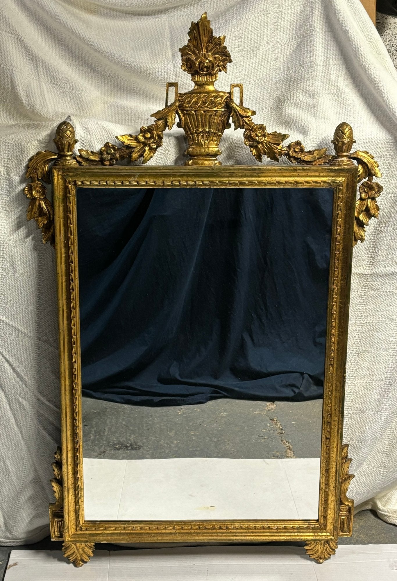 Beautifully Decorated Late 1800 Antique Carved Wooden Mirror, Large