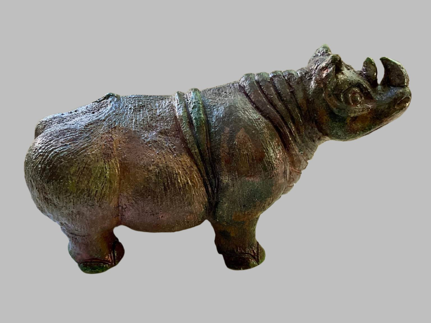 Vintage Rhinoceros Scultpure, Signed