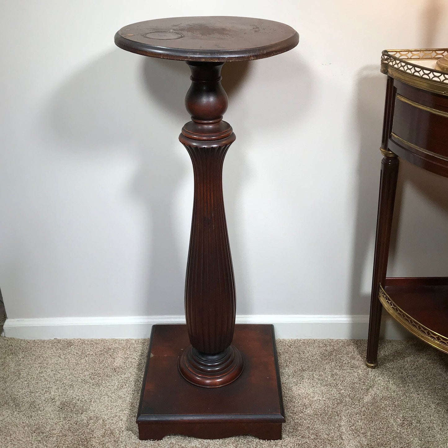 Antique Fluted Walnut Victorian Pedestal
