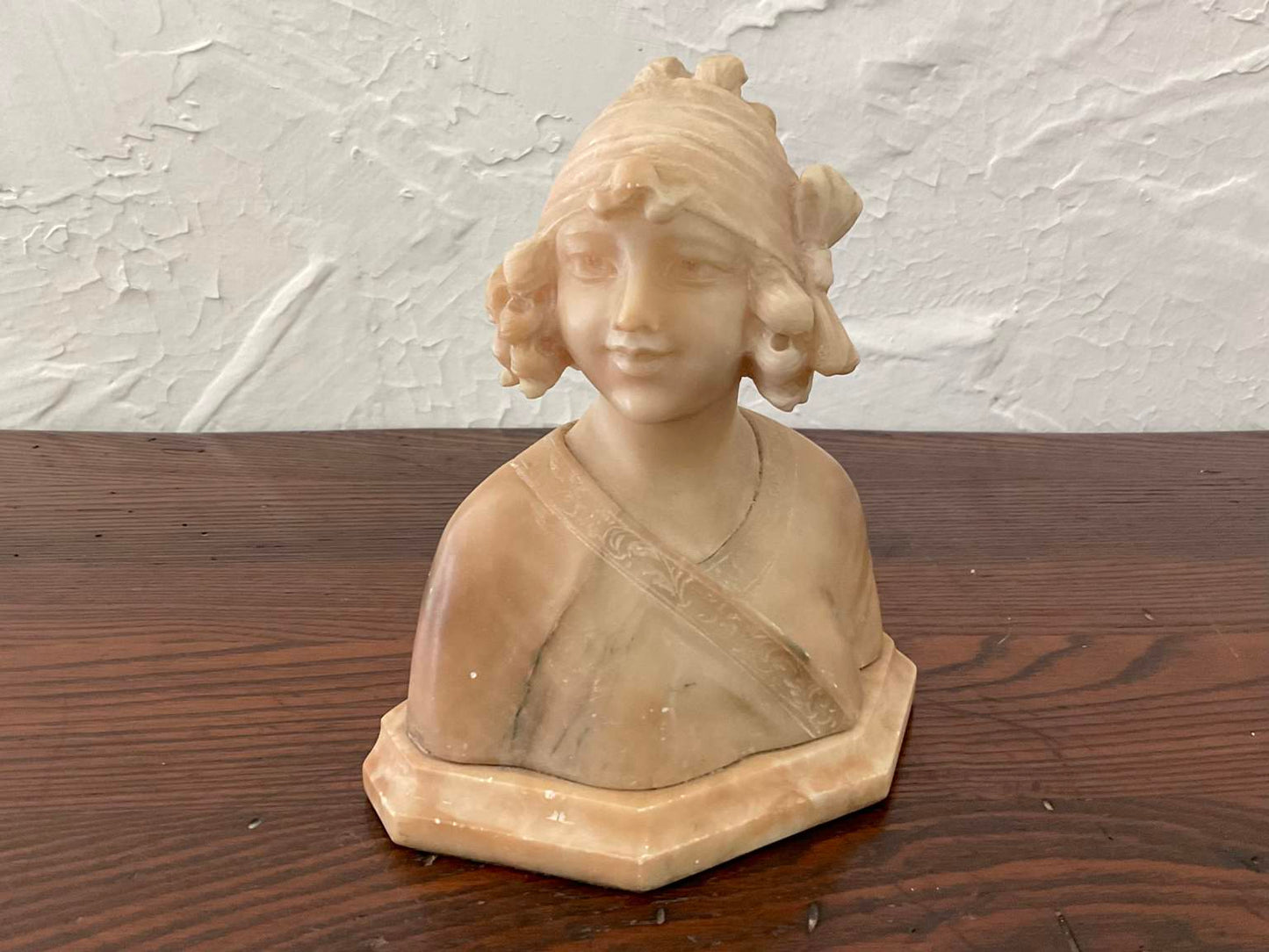 Alabaster Bust Of A Young Woman, Signed (1841, Firenze)