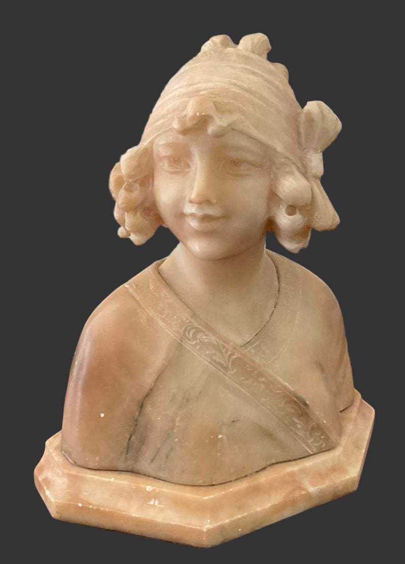 Alabaster Bust Of A Young Woman, Signed (1841, Firenze)
