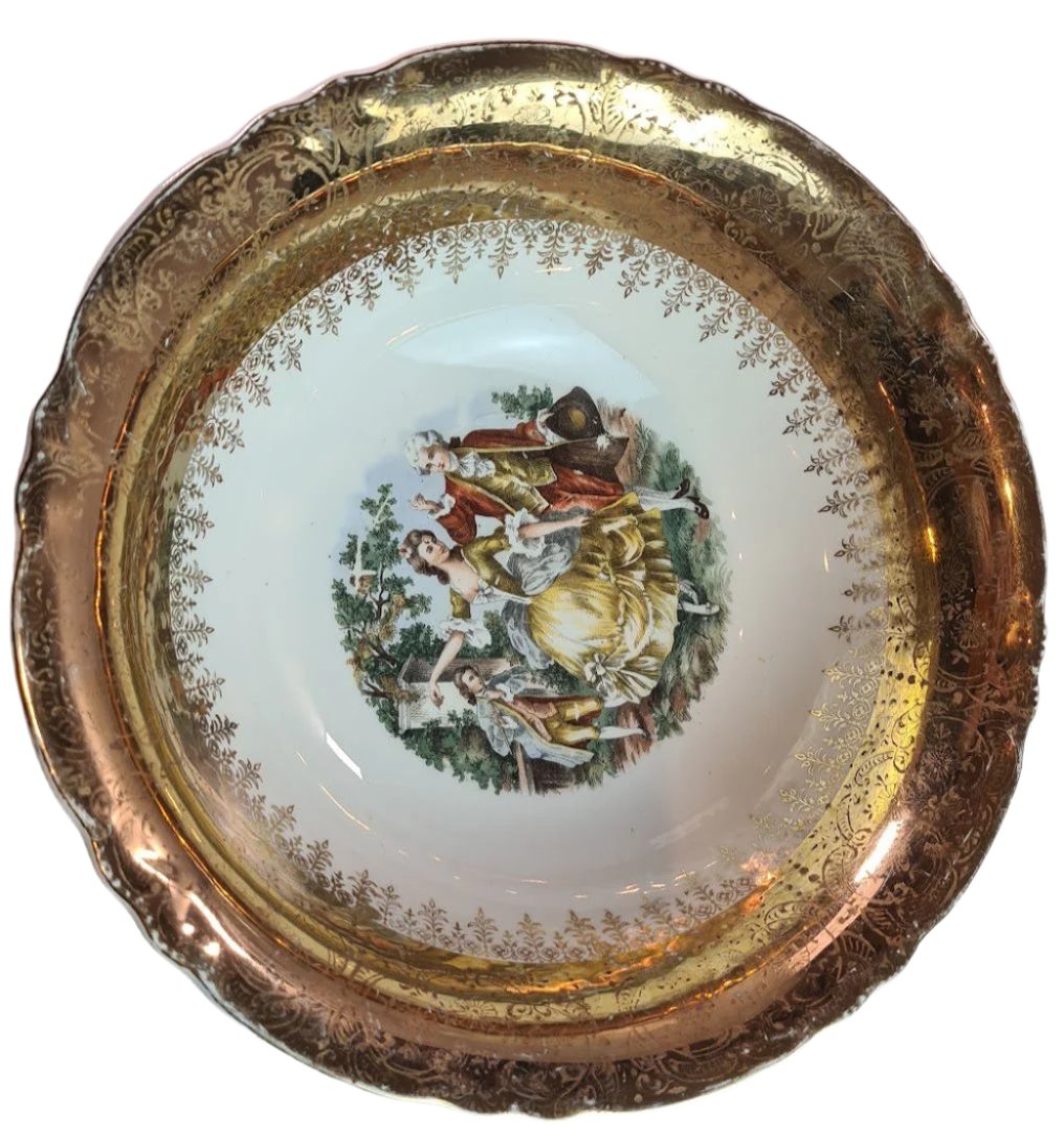Vintage Joh Peters Le Petite Dinner Plate 6pcs & W. S. George Radisson Gold Gilt Bowl