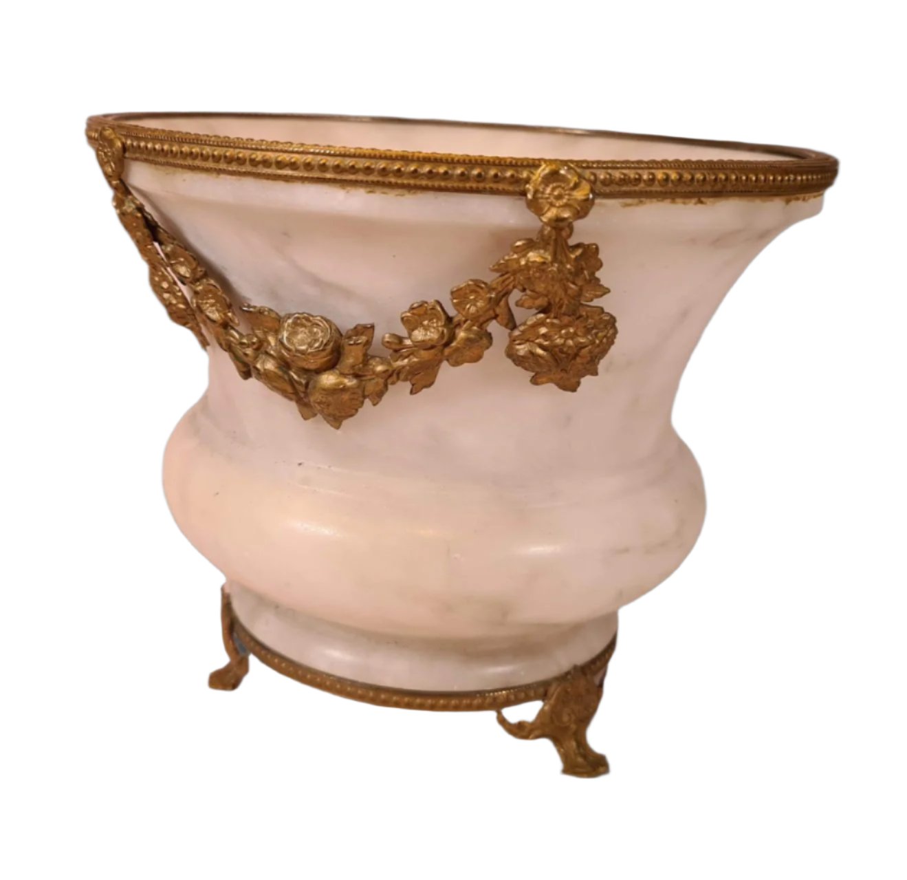Ornated Marble Urn/Vase with brass stand