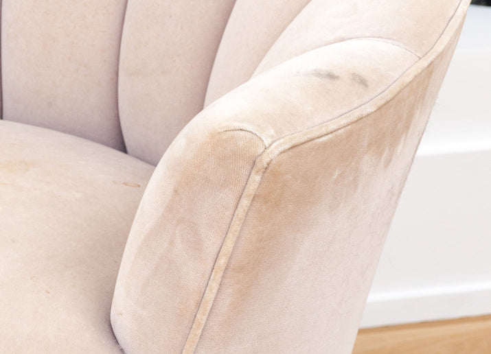 Fabulous Pair of Curved Channel Back Accent Chairs in Glamorous Art Deco flare
