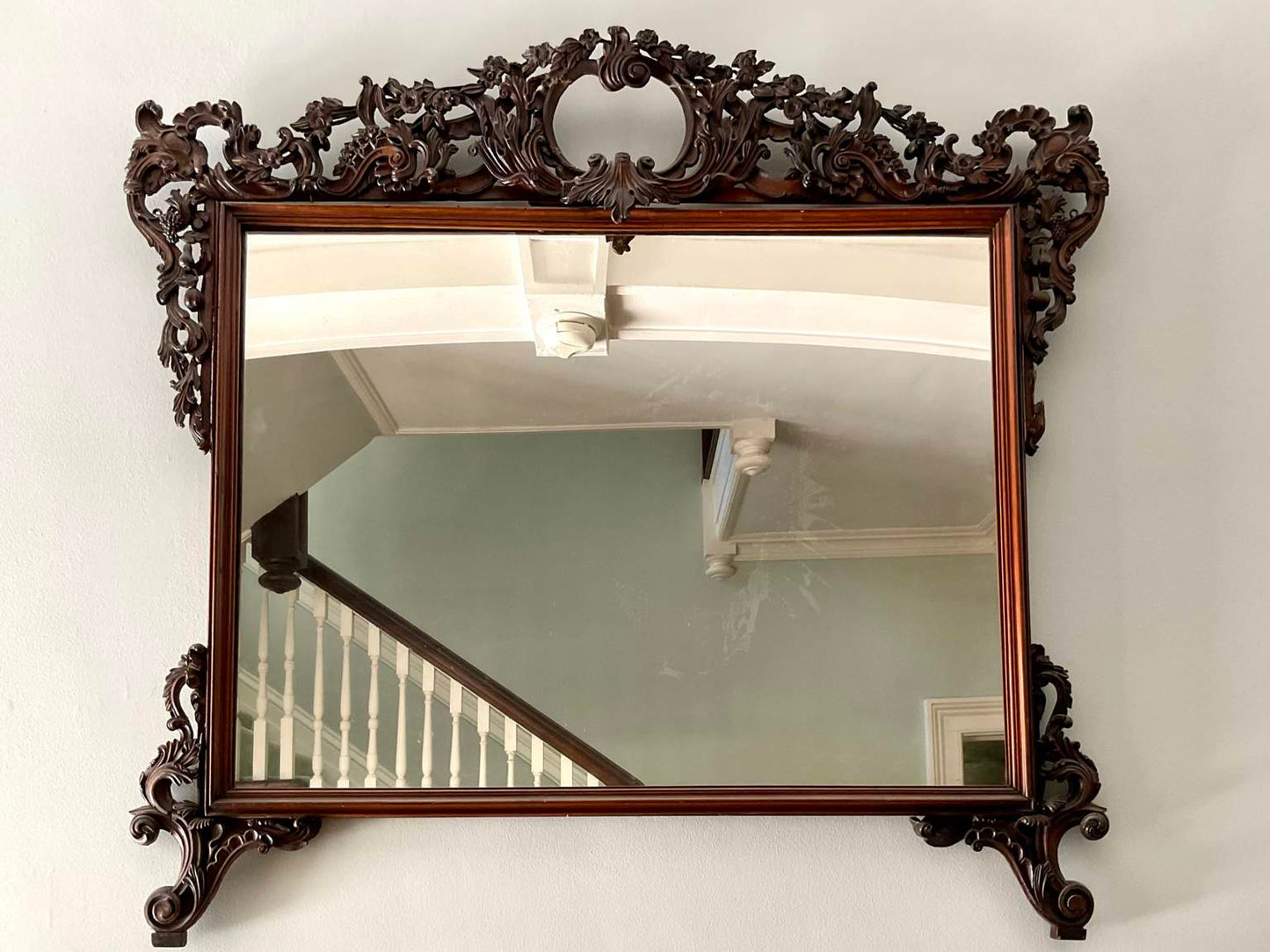 Vintage Dark Wood Baroque Style Mirror