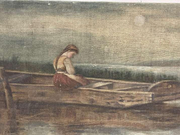 "Alone and Forsaken" after Heinrich Vosberg, Antique Oil on Fabric, c. 1890, signed