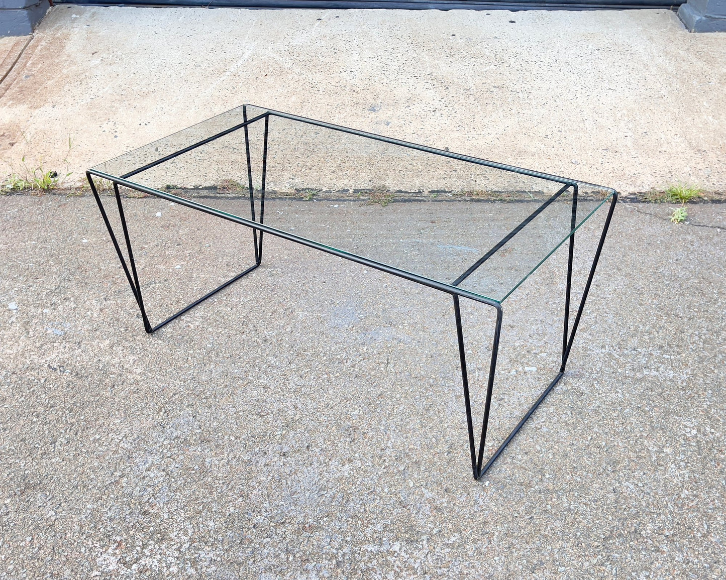 Vintage Metal And Glass Top Coffee Table Sauze Style