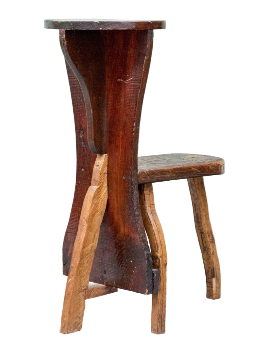 One of a Kind Artisanal Primitive Hand-Carved Wood Chair