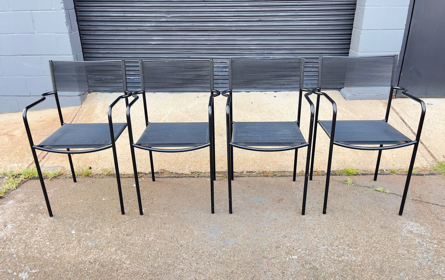 Vintage Italian Spaghetti Strap Armchairs - Set of 4