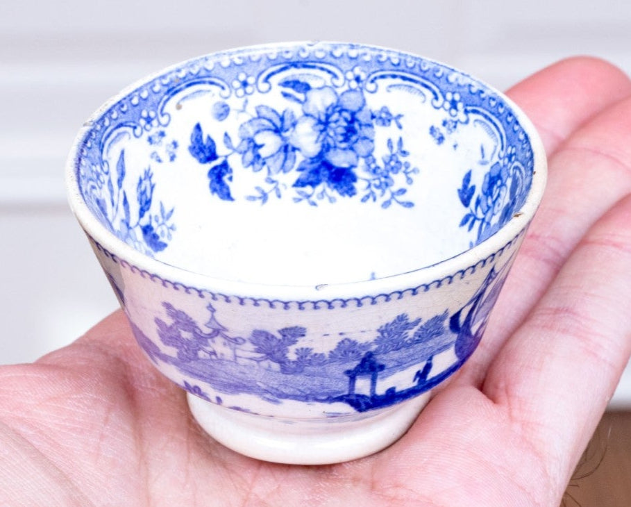 Beautiful Antique Twelve Piece English Continental Blue And White China Tea Service